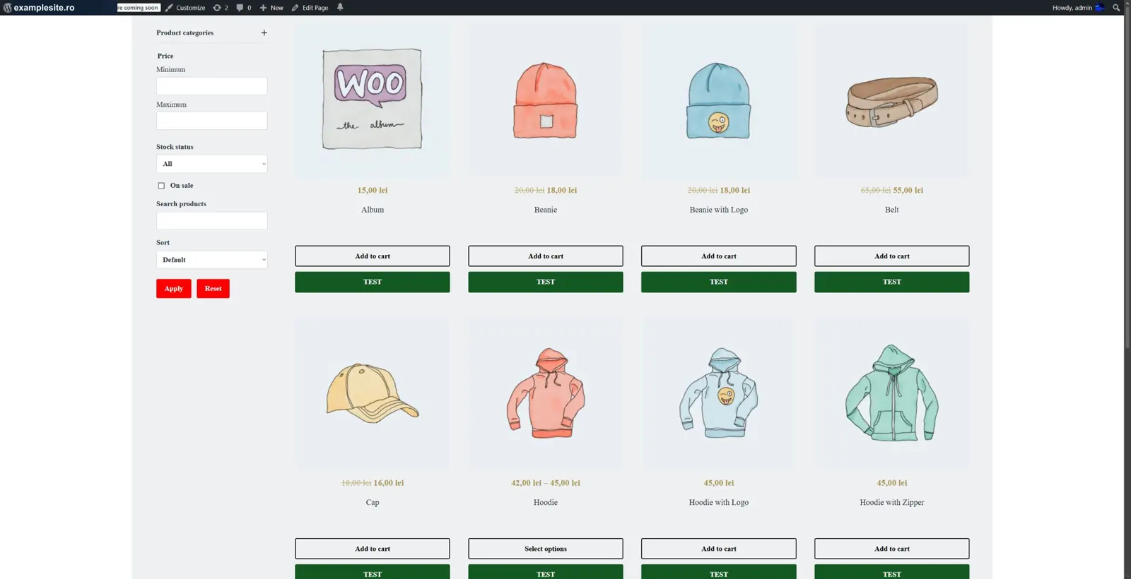 Filtrare în catalog