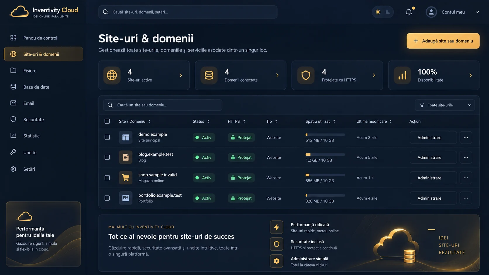 Site-uri și domenii